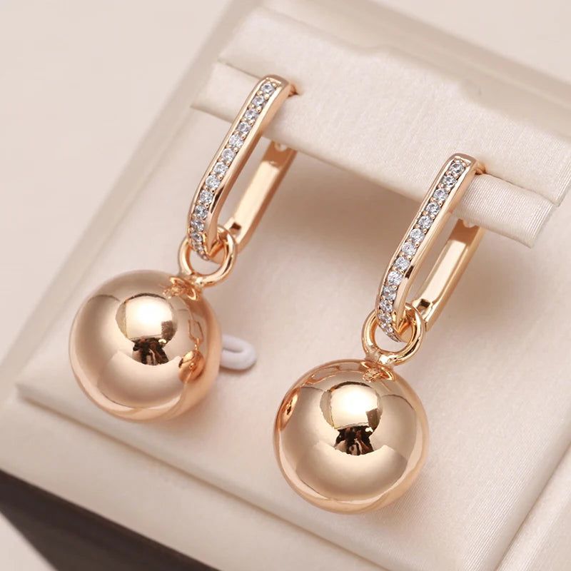 Stylish Retro Geometric Long Drop Earrings in 585 Rose Gold - Unique Fashion Jewelry for Modern Women