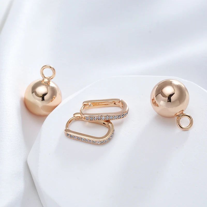 Stylish Retro Geometric Long Drop Earrings in 585 Rose Gold - Unique Fashion Jewelry for Modern Women