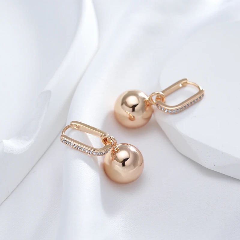 Stylish Retro Geometric Long Drop Earrings in 585 Rose Gold - Unique Fashion Jewelry for Modern Women