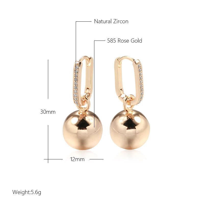 Stylish Retro Geometric Long Drop Earrings in 585 Rose Gold - Unique Fashion Jewelry for Modern Women