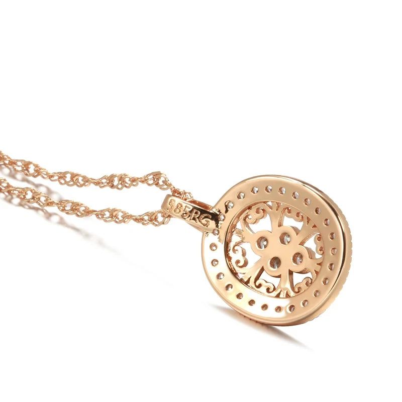 Stylish Retro Natural Zircon Pendant Necklace in Luxurious Rose Gold Finish