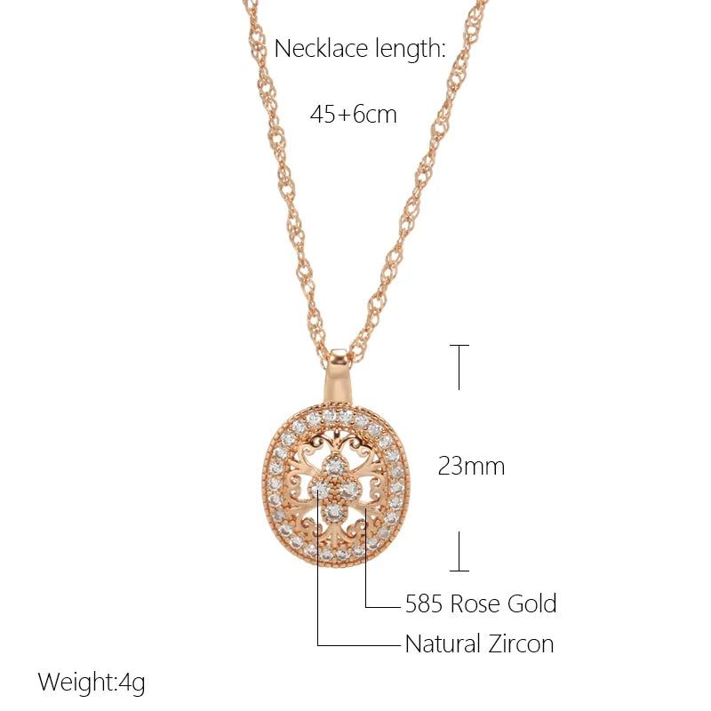 Stylish Retro Natural Zircon Pendant Necklace in Luxurious Rose Gold Finish