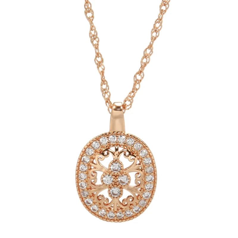 Stylish Retro Natural Zircon Pendant Necklace in Luxurious Rose Gold Finish