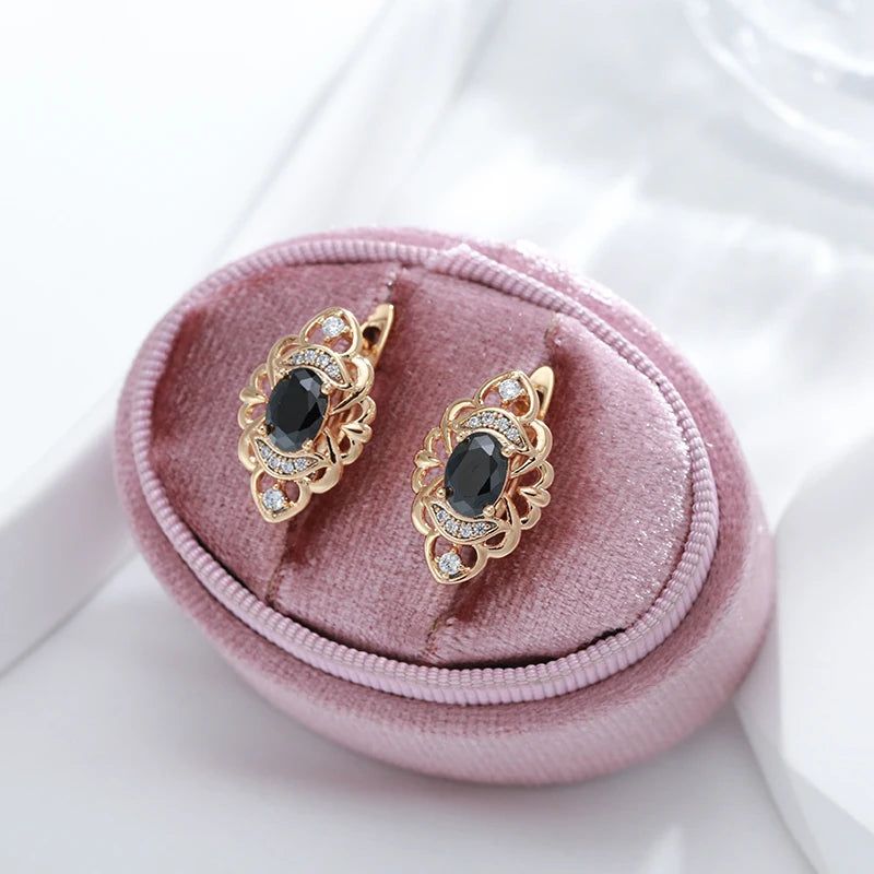 Stylish Retro Rose Gold Hoop Earrings with Unique Zircon Drops - Trendy Fashion Jewelry