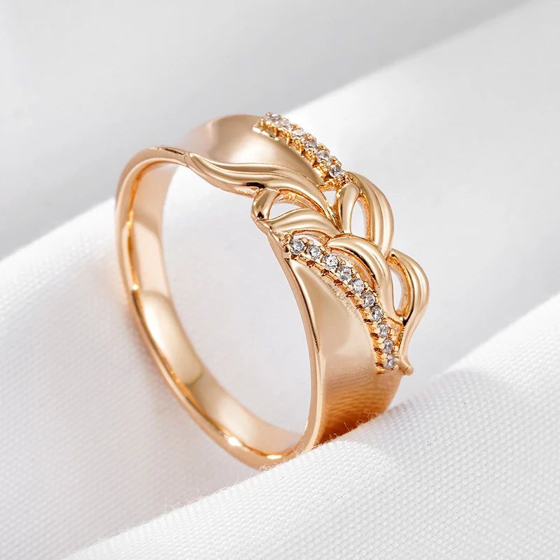 Stylish Retro Rose Gold-Plated Cocktail Ring with Shiny Natural Zircon