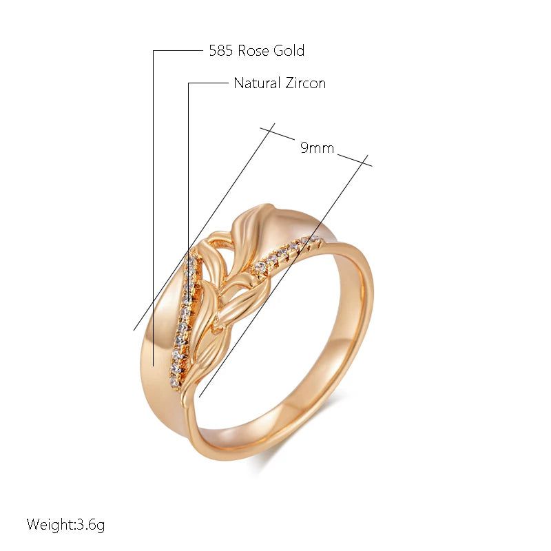 Stylish Retro Rose Gold-Plated Cocktail Ring with Shiny Natural Zircon