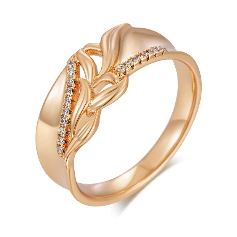 Stylish Retro Rose Gold-Plated Cocktail Ring with Shiny Natural Zircon