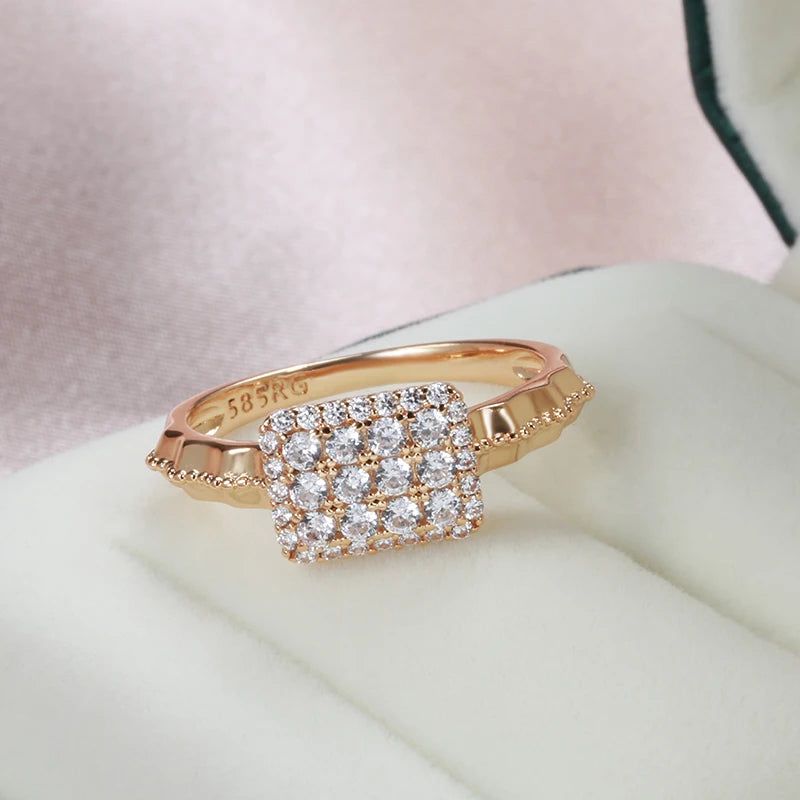 Stylish Retro Zircon Ring in 585 Rose Gold - Luxury Women's Jewelry