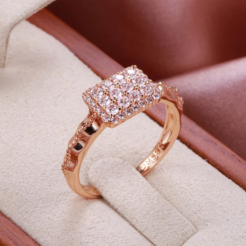 Stylish Retro Zircon Ring in 585 Rose Gold - Luxury Women's Jewelry