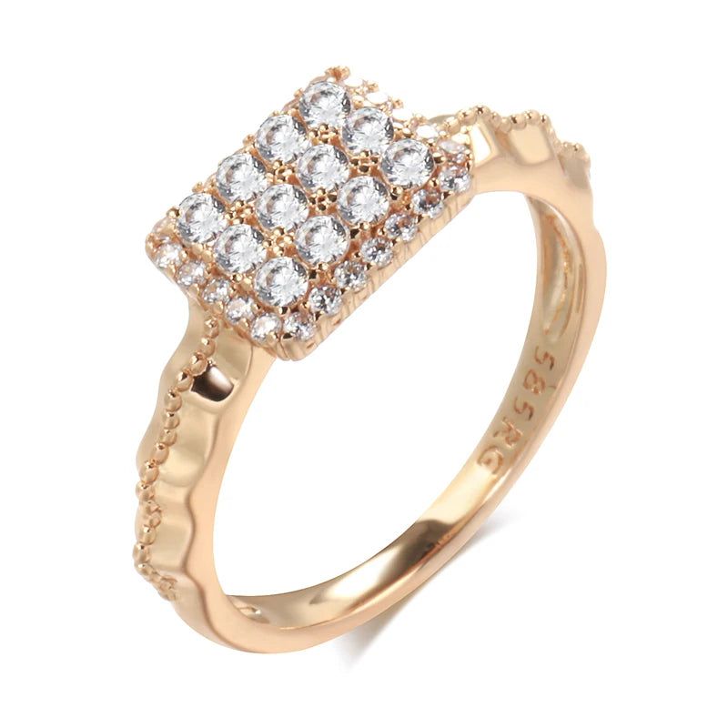 Stylish Retro Zircon Ring in 585 Rose Gold - Luxury Women's Jewelry