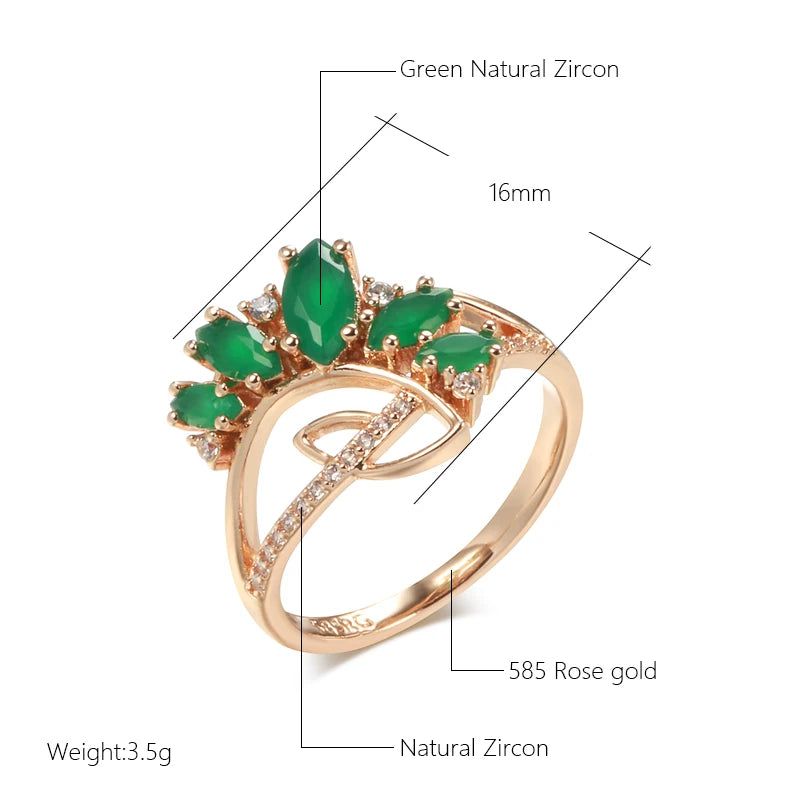 Stylish Rhombus Cut Natural Zircon Ring in 585 Rose Gold - High-Quality Fashion Jewelry