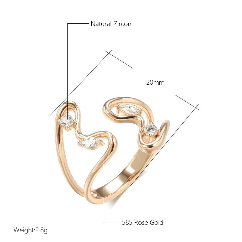 Stylish Rose Gold Butterfly Open Ring with Natural Zircon Stones - High-Quality Modern Jewelry