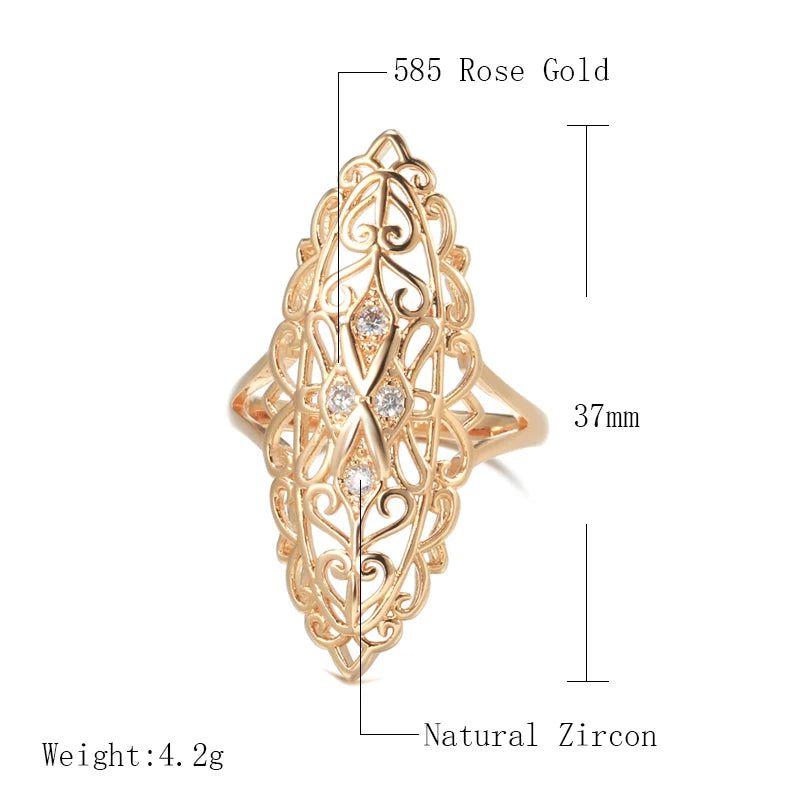 Stylish Rose Gold Cocktail Ring with Natural Zircon - Trendy Fashion Jewelry