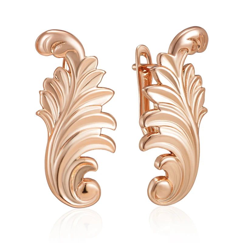 Stylish Rose Gold Color Dangle Earrings with Glossy Finish and Timeless Design