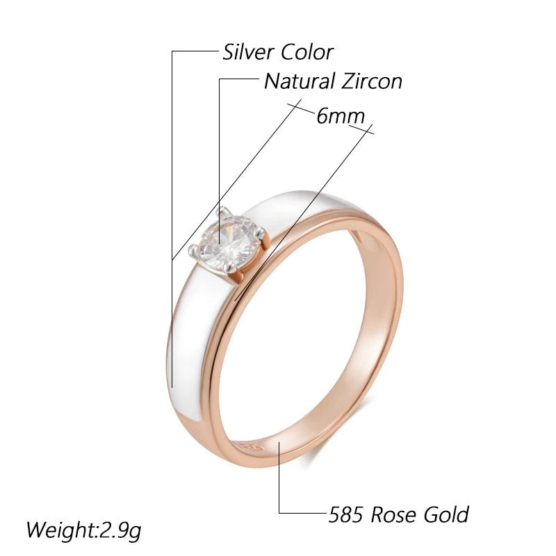 Stylish Rose Gold and Silver Mixed Bridal Ring with Natural Zircon Accents