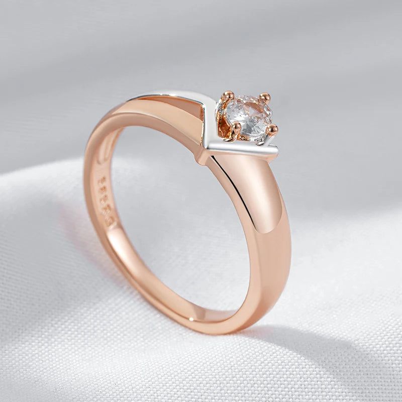 Stylish Rose Gold and Silver Natural Zircon Cocktail Ring with Slim Design