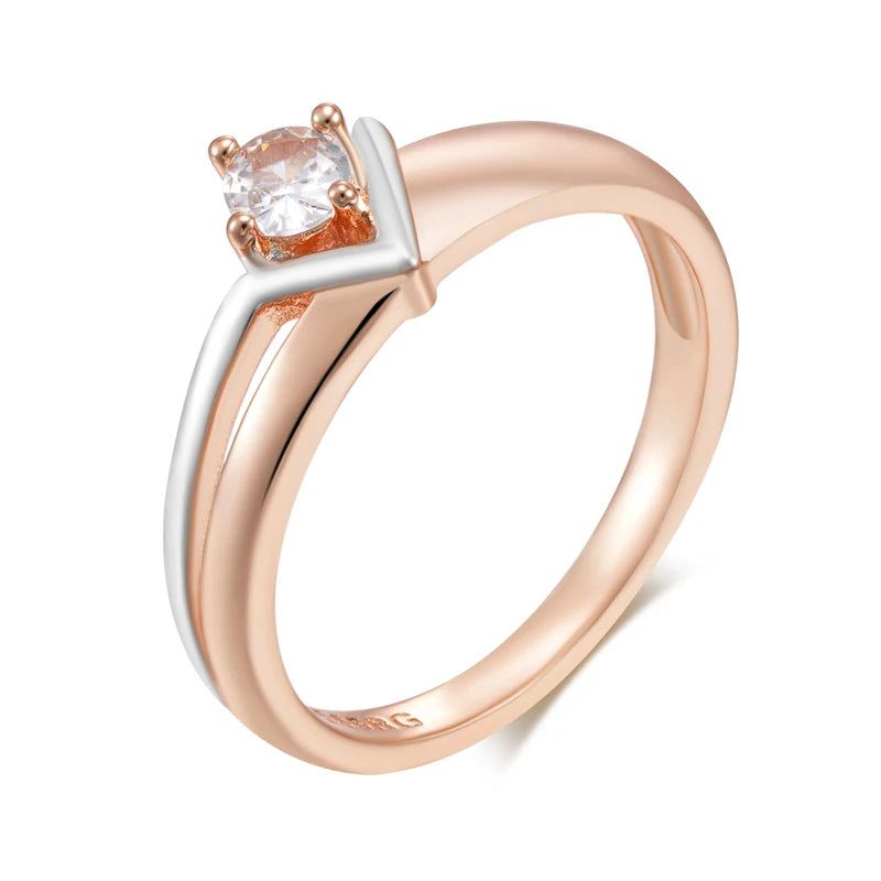 Stylish Rose Gold and Silver Natural Zircon Cocktail Ring with Slim Design