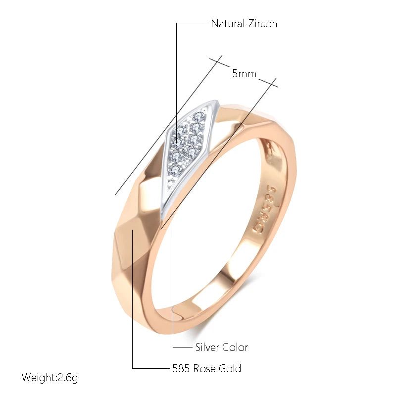 Stylish Rose Gold and Silver Zircon Cocktail Ring with Unique Geometric Design