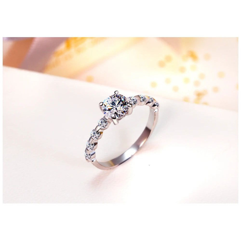 Stylish Silver Ring with White Cubic Zirconia for Girls