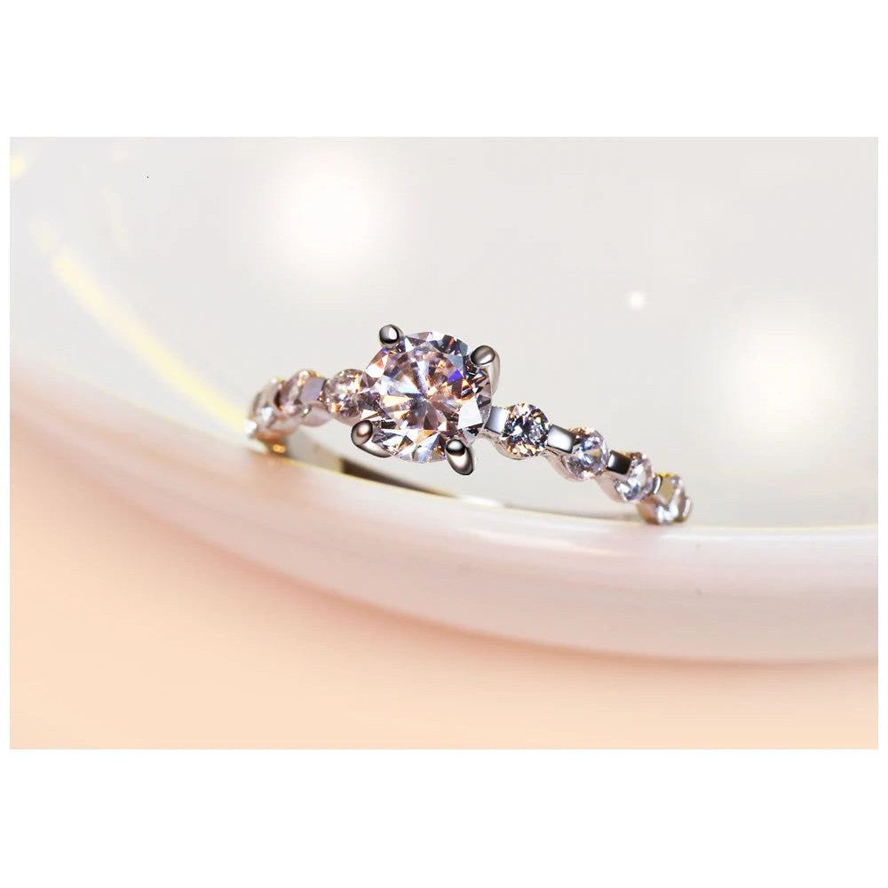 Stylish Silver Ring with White Cubic Zirconia for Girls