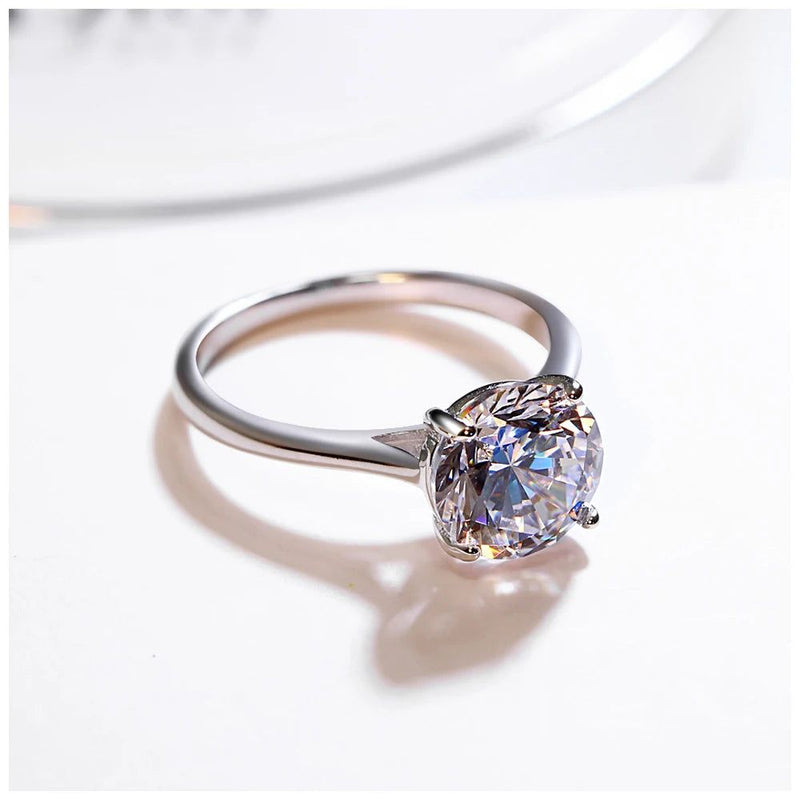 Stylish Solid Silver Zirconia Ring for Fine Jewelry - Available in 6mm & 9mm