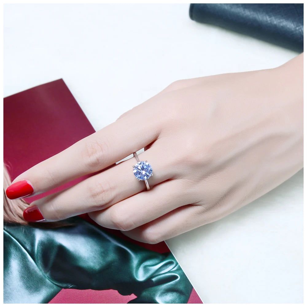 Stylish Solid Silver Zirconia Ring for Fine Jewelry - Available in 6mm & 9mm