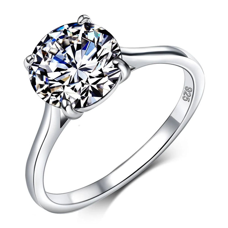 Stylish Solid Silver Zirconia Ring for Fine Jewelry - Available in 6mm & 9mm