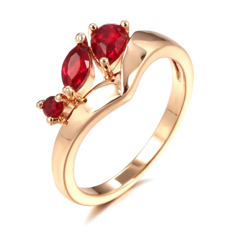 Stylish Vintage Red Zircon Cocktail Ring in 585 Rose Gold