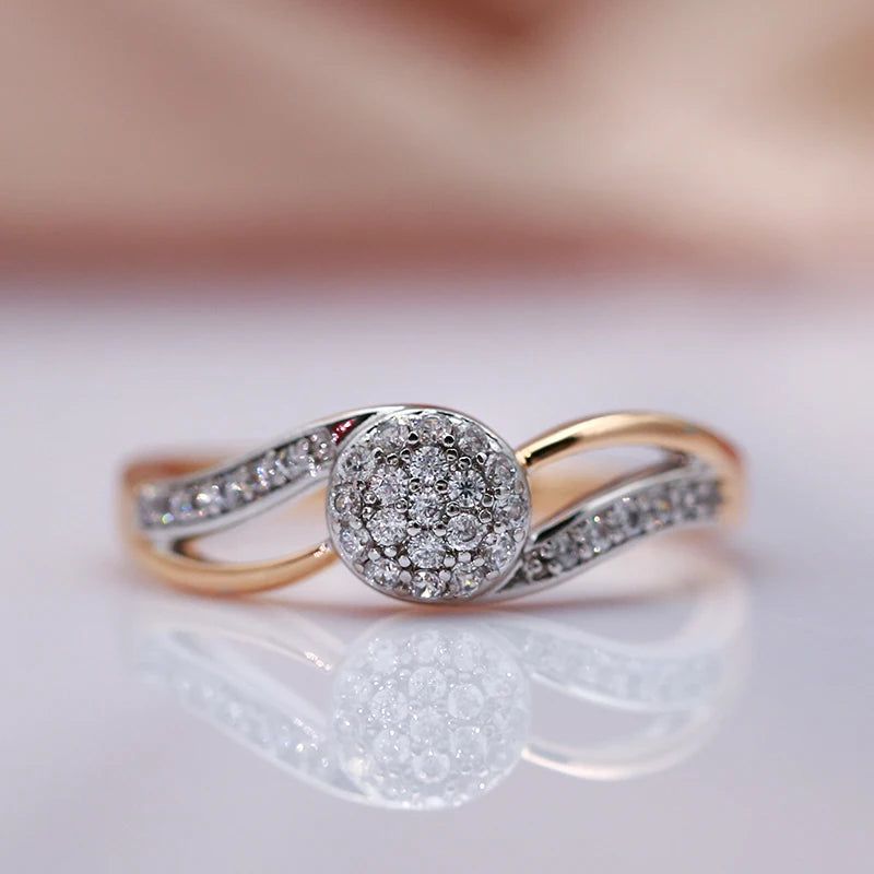 Stylish Vintage Rose Gold Bridal Ring with Natural Zircon Micro-Wax Inlay