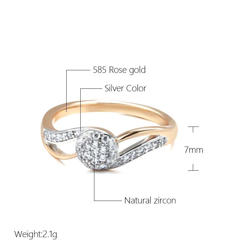 Stylish Vintage Rose Gold Bridal Ring with Natural Zircon Micro-Wax Inlay