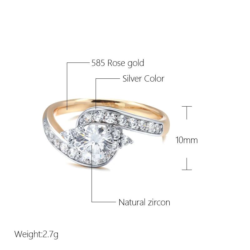 Stylish Vintage Rose Gold Bridal Ring with Natural Zircon and Micro-Wax Inlay