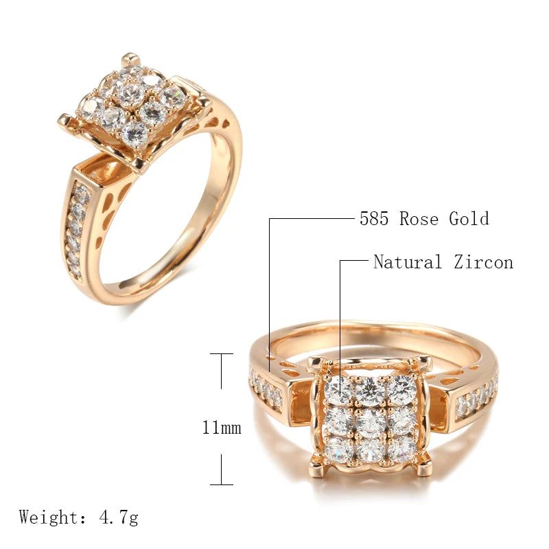 Stylish Vintage Rose Gold Crystal Flower Cocktail Ring with Natural Zircon