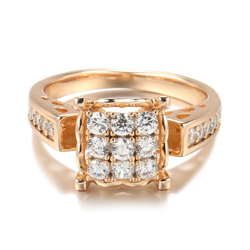 Stylish Vintage Rose Gold Crystal Flower Cocktail Ring with Natural Zircon