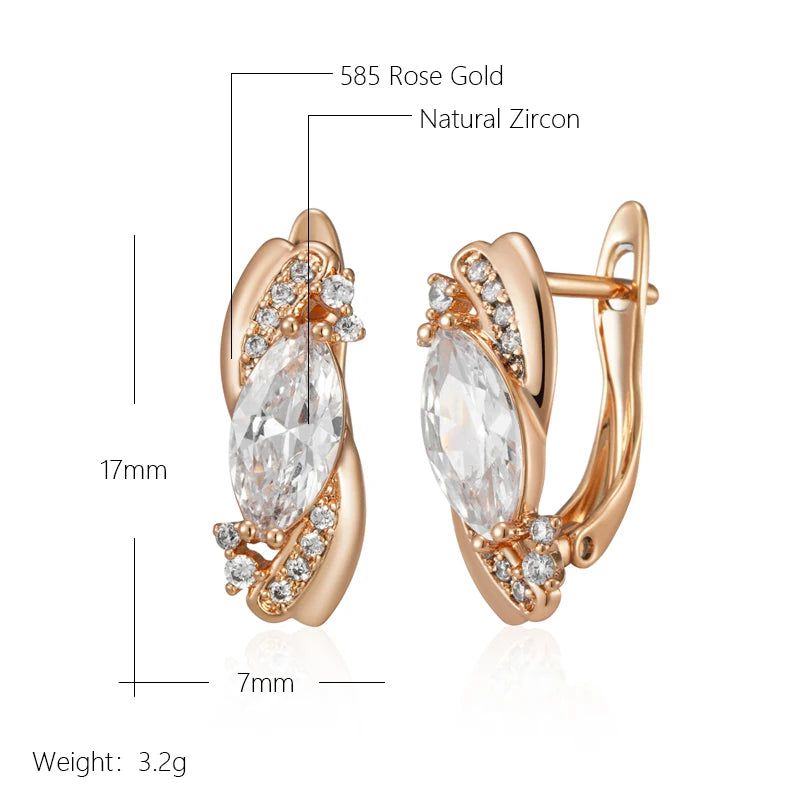 Stylish Vintage Rose Gold Dangle Earrings with Natural Zircon Flower Design