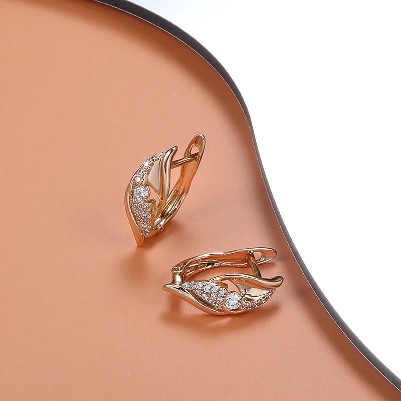 Stylish Vintage Rose Gold Dangle Earrings with Natural Zircon and Crystal Accents