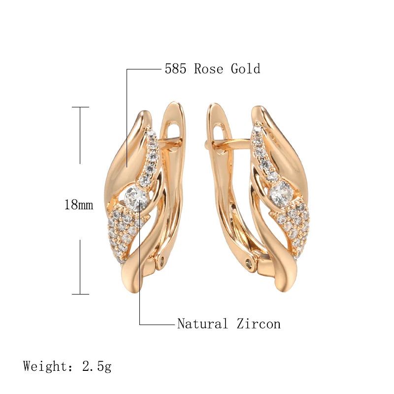 Stylish Vintage Rose Gold Dangle Earrings with Natural Zircon and Crystal Accents