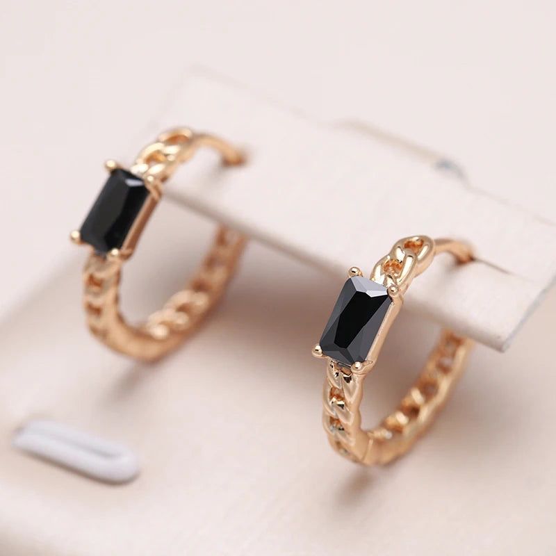 Stylish Vintage Rose Gold and Black Zircon Drop Earrings