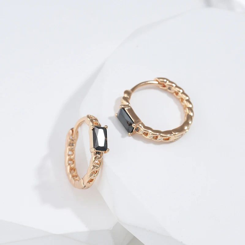 Stylish Vintage Rose Gold and Black Zircon Drop Earrings