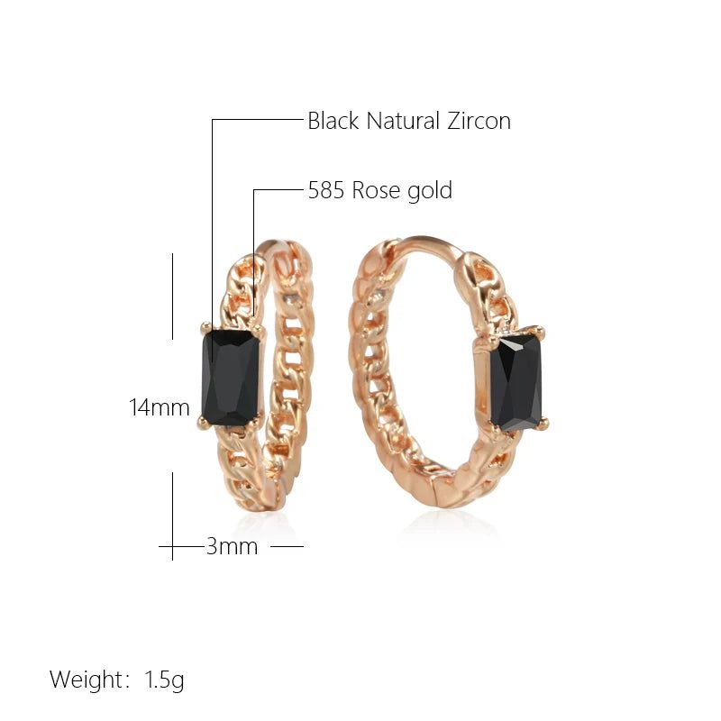 Stylish Vintage Rose Gold and Black Zircon Drop Earrings