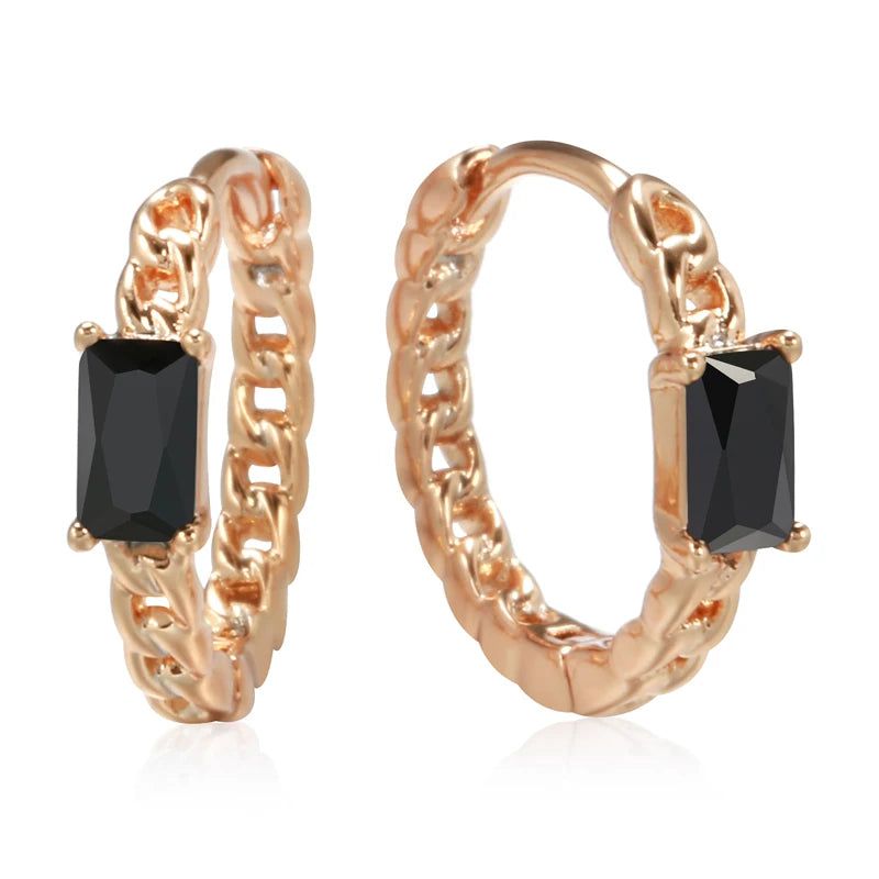 Stylish Vintage Rose Gold and Black Zircon Drop Earrings