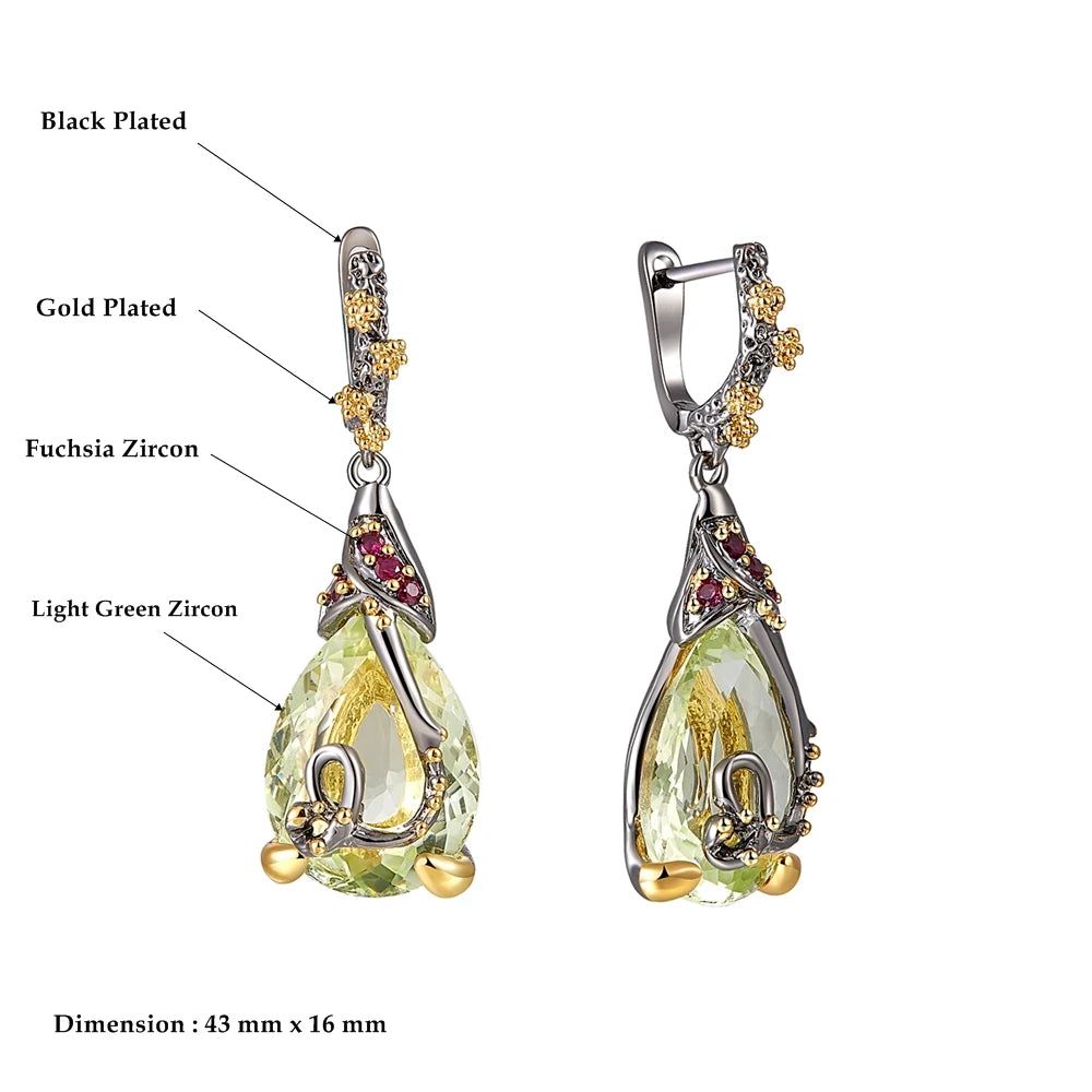 Stylish Water Drop Cubic Zircon Dangle Earrings in Copper