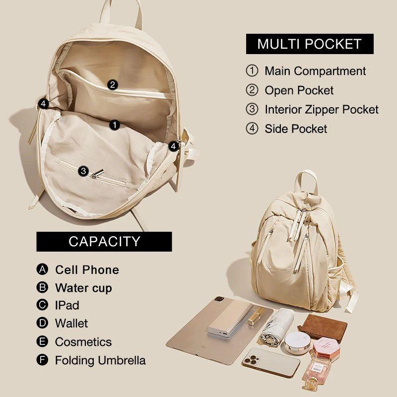 Stylish Waterproof Cotton Backpack for Women and Teens - Perfect for School, Travel, and Daily Use