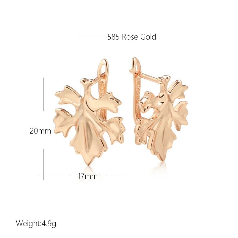 Tasteful Leaf Design Rose Gold Drop Earrings - Unique Romantic Metal Jewelry