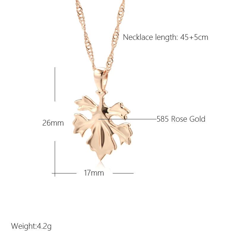 Tasteful Leaf Pendant Necklace in 585 Rose Gold - Unique Romantic Jewelry Piece