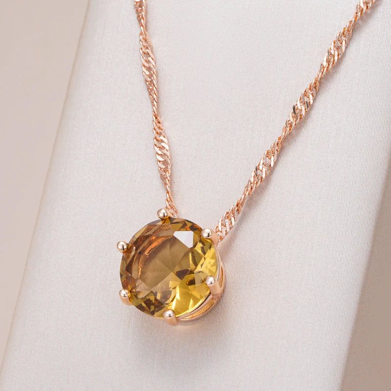 Tasteful Light Brown Zircon Pendant Necklace in 585 Rose Gold - Timeless High-Quality Jewelry