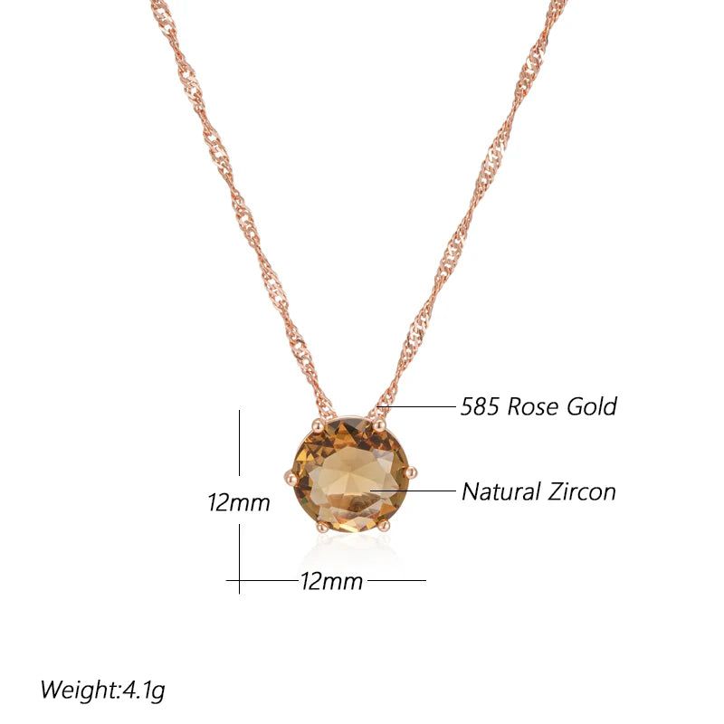 Tasteful Light Brown Zircon Pendant Necklace in 585 Rose Gold - Timeless High-Quality Jewelry