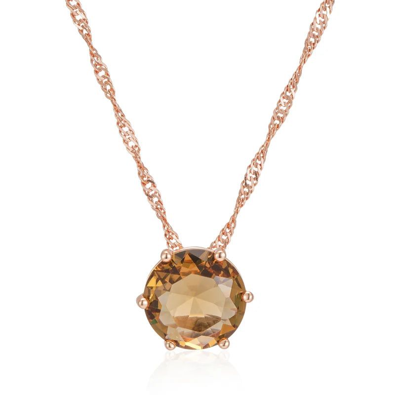 Tasteful Light Brown Zircon Pendant Necklace in 585 Rose Gold - Timeless High-Quality Jewelry