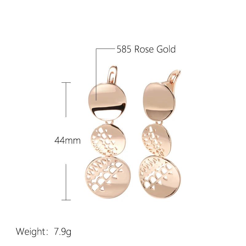 Tasteful Long Dangle Earrings in 585 Rose Gold with Natural Zircon Accents