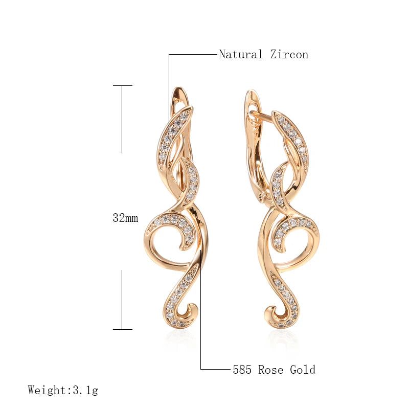 Tasteful Long Tassel Dangle Earrings in Rose Gold with Natural Zircon