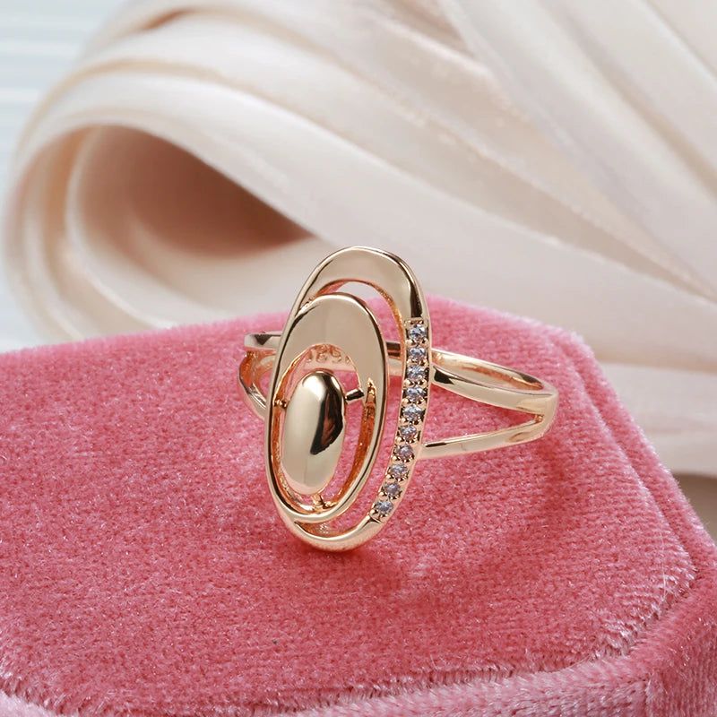 Tasteful Minimalist 585 Rose Gold Ring with Natural Zircon - Uniquely Designed Fashion Jewelry